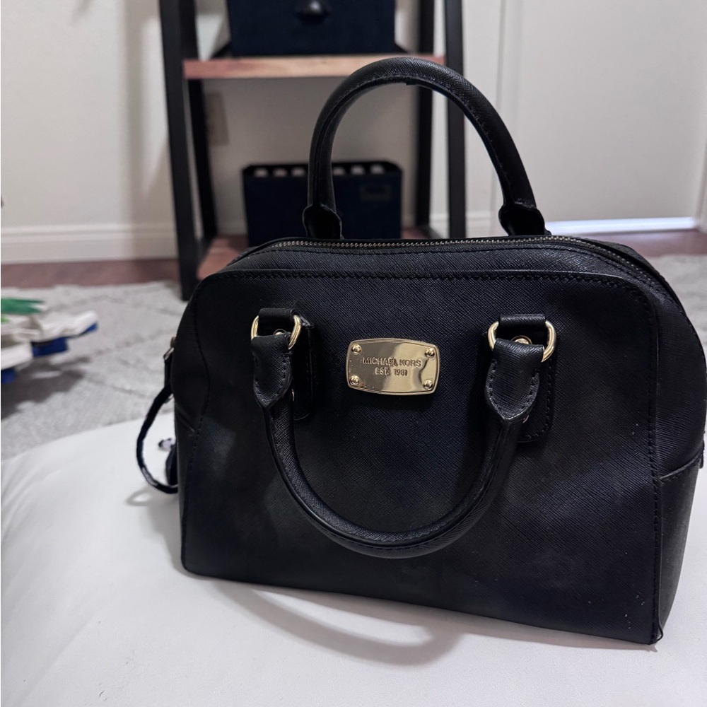 Michael Kors Black Clutch with Gold Hardware